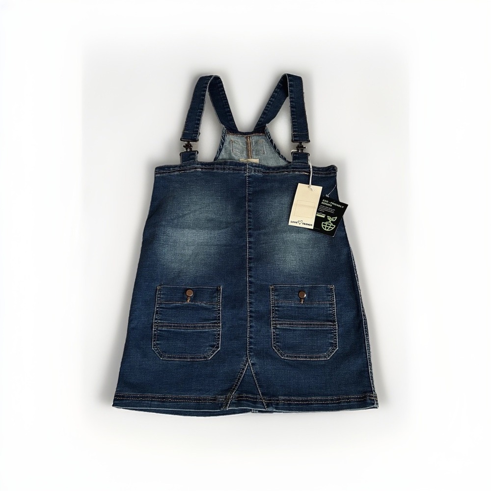 Love Trends Denim Overall Mini Dress Blue Stretch 90s Y2K Skirtall Size M NWT